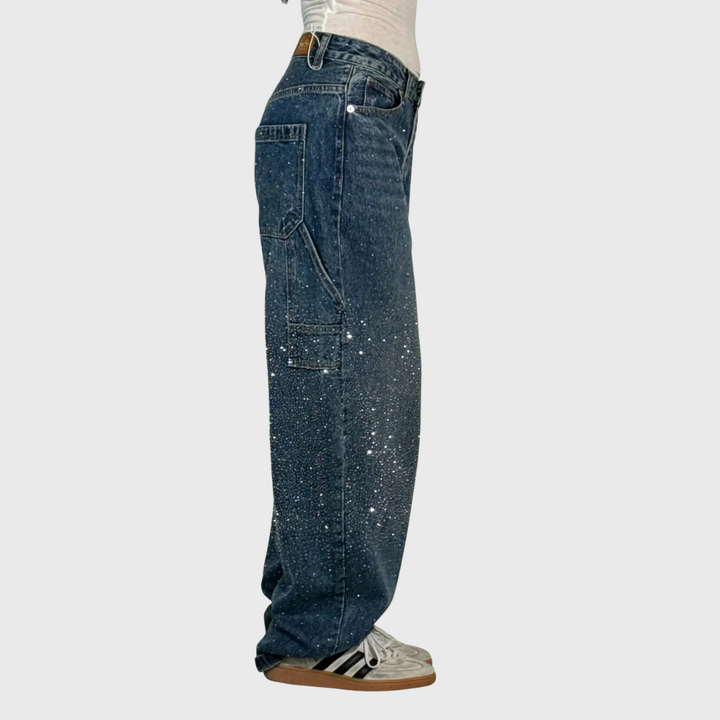 AURORA | JEANS WIDE LEG CON STRASS LUMINOSI