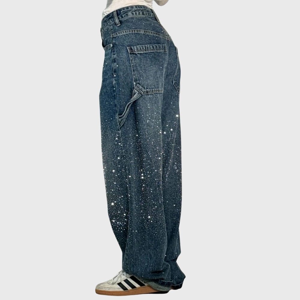 AURORA | JEANS WIDE LEG CON STRASS LUMINOSI
