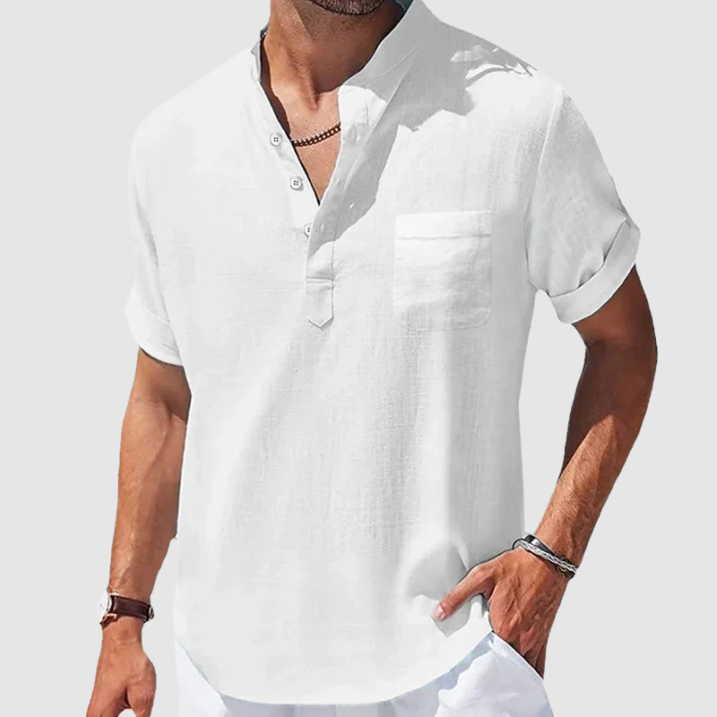 LEONE | CAMICIA CASUAL ELEGANTE CON COLLO HENLEY
