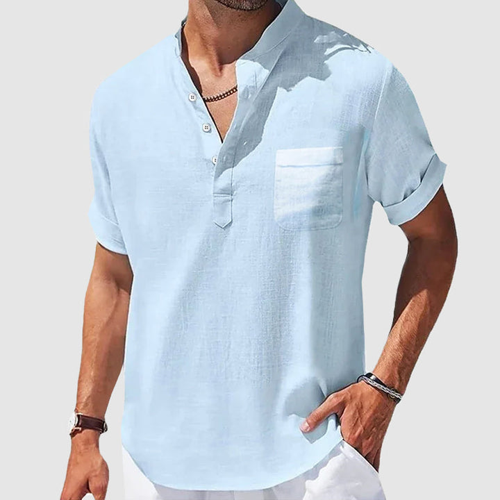 LEONE | CAMICIA CASUAL ELEGANTE CON COLLO HENLEY