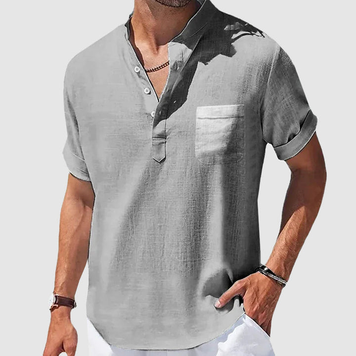 LEONE | CAMICIA CASUAL ELEGANTE CON COLLO HENLEY