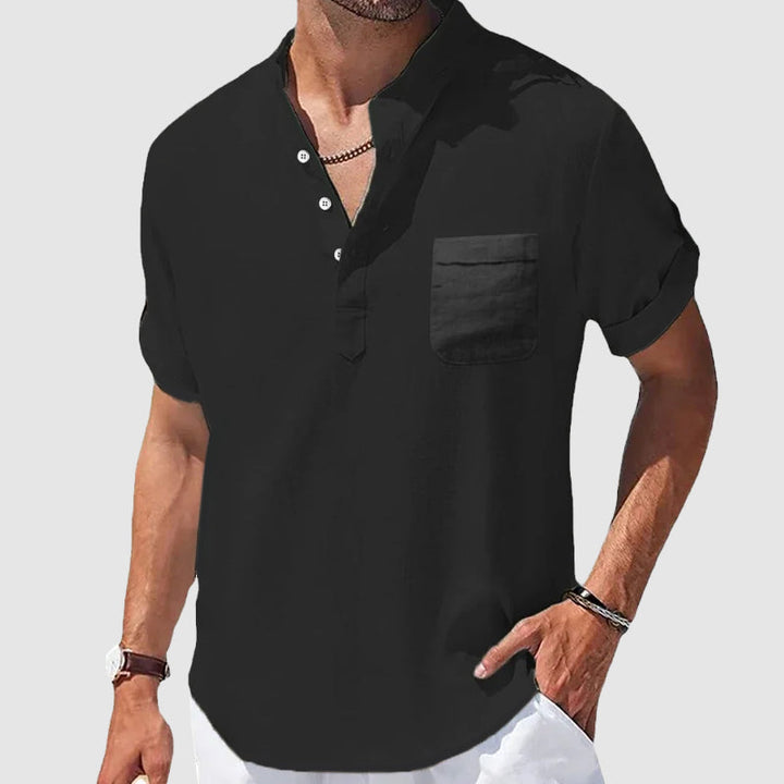 LEONE | CAMICIA CASUAL ELEGANTE CON COLLO HENLEY