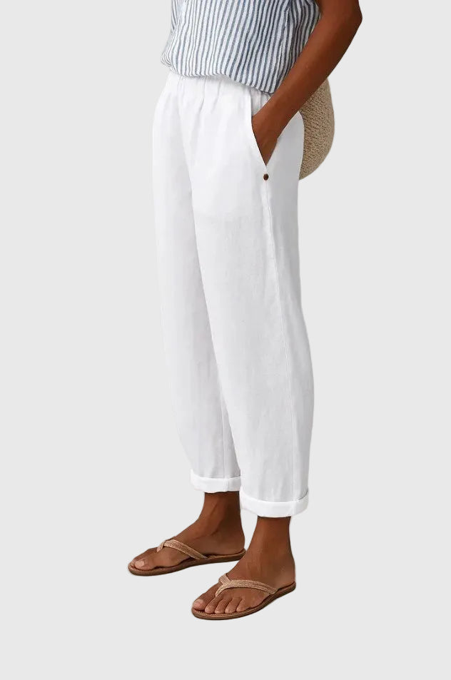 LUCIA | PANTALONI IN LINO MORBIDI CON VITA ELASTICIZZATA