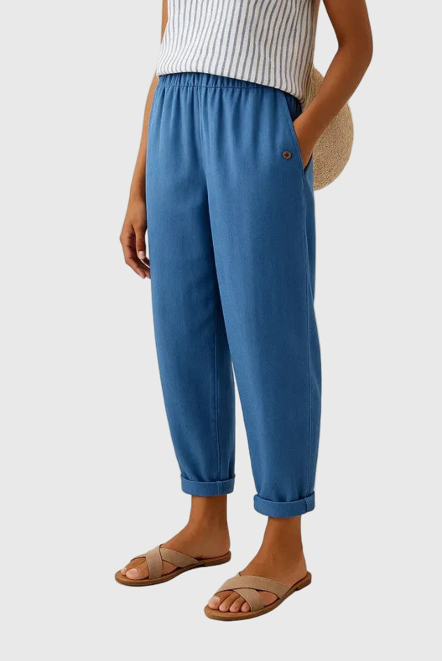 LUCIA | PANTALONI IN LINO MORBIDI CON VITA ELASTICIZZATA