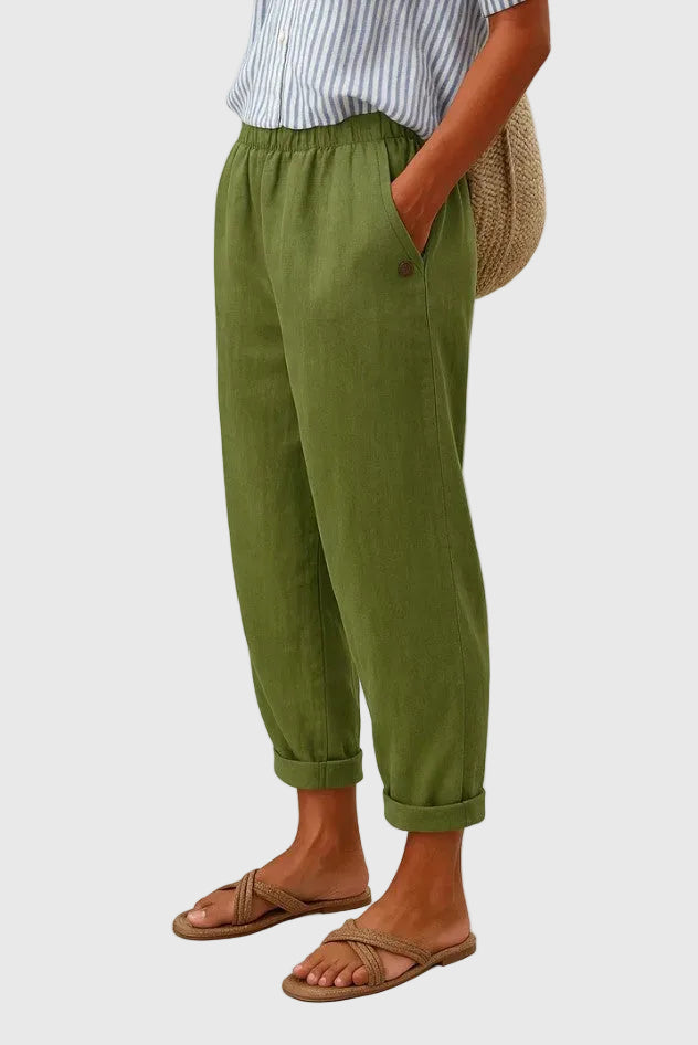 LUCIA | PANTALONI IN LINO MORBIDI CON VITA ELASTICIZZATA