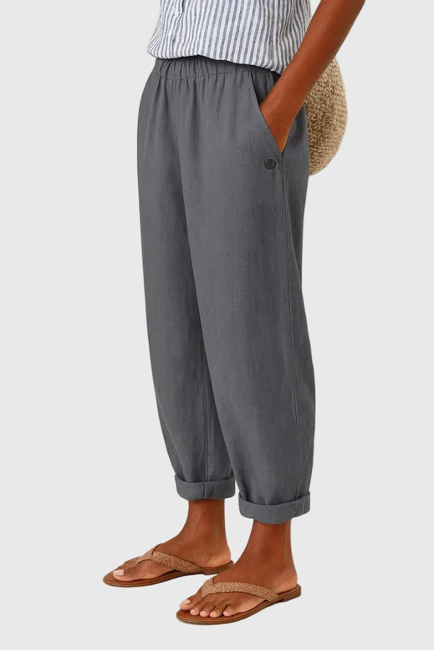 LUCIA | PANTALONI IN LINO MORBIDI CON VITA ELASTICIZZATA