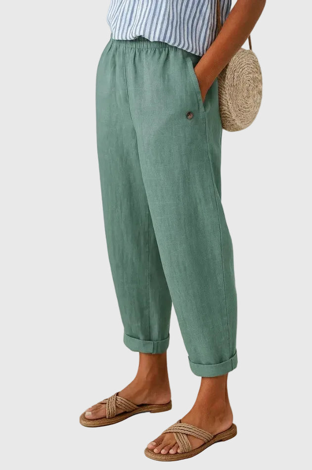 LUCIA | PANTALONI IN LINO MORBIDI CON VITA ELASTICIZZATA