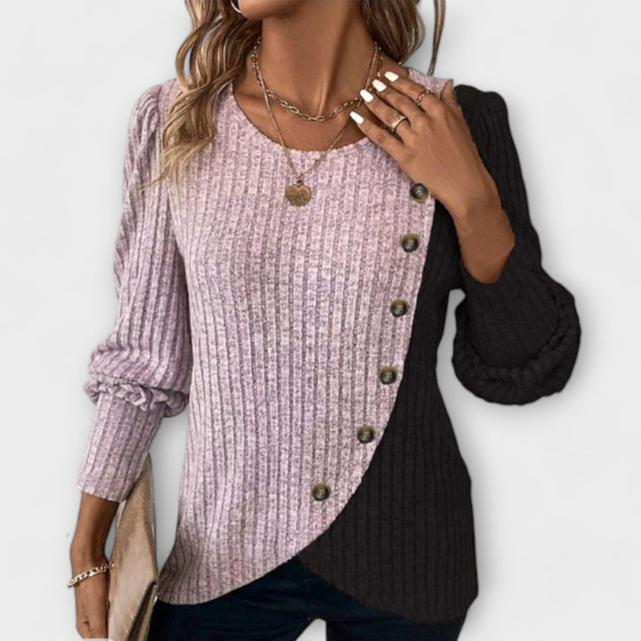 LIVIA | MAGLIA BICOLORE A COSTE CON BOTTONI