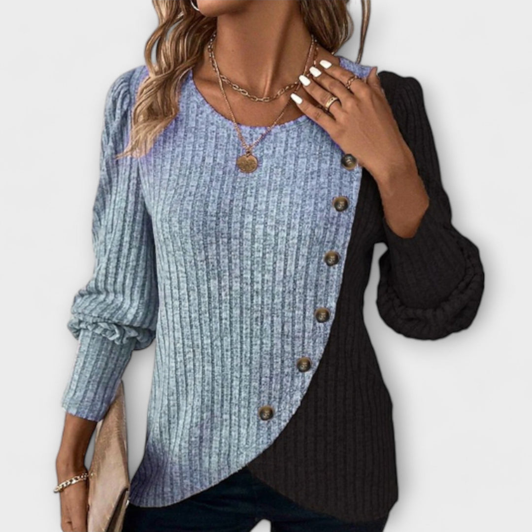 LIVIA | MAGLIA BICOLORE A COSTE CON BOTTONI