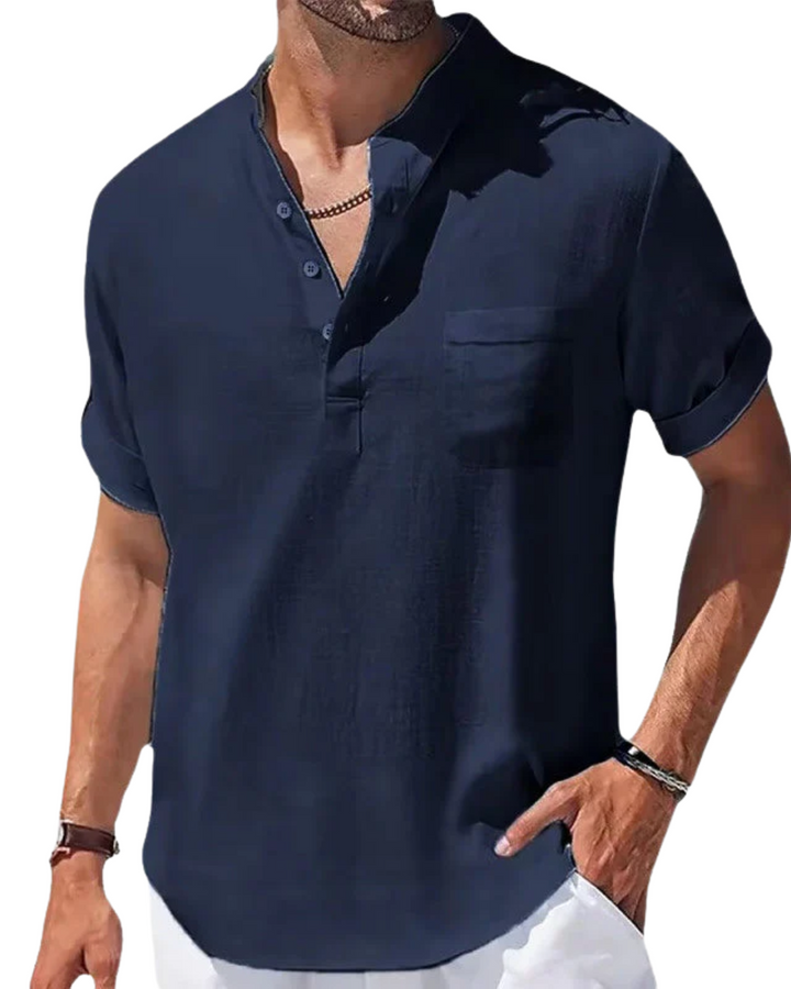LEONE | CAMICIA CASUAL ELEGANTE CON COLLO HENLEY