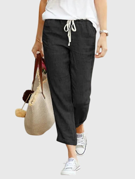 GIORGIA | PANTALONI IN LINO CON COULISSE REGOLABILE