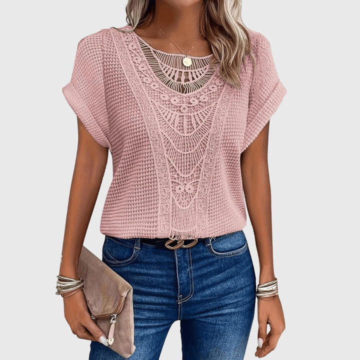 ELENA | BLUSA IN MAGLIA CON PIZZO EFFETTO BOHO
