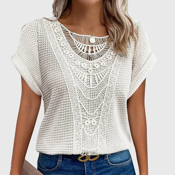 ELENA | BLUSA IN MAGLIA CON PIZZO EFFETTO BOHO