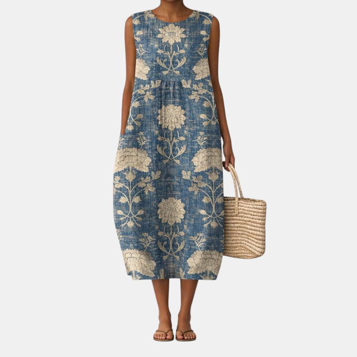 Chiara | Abito Midi Floreale Blu