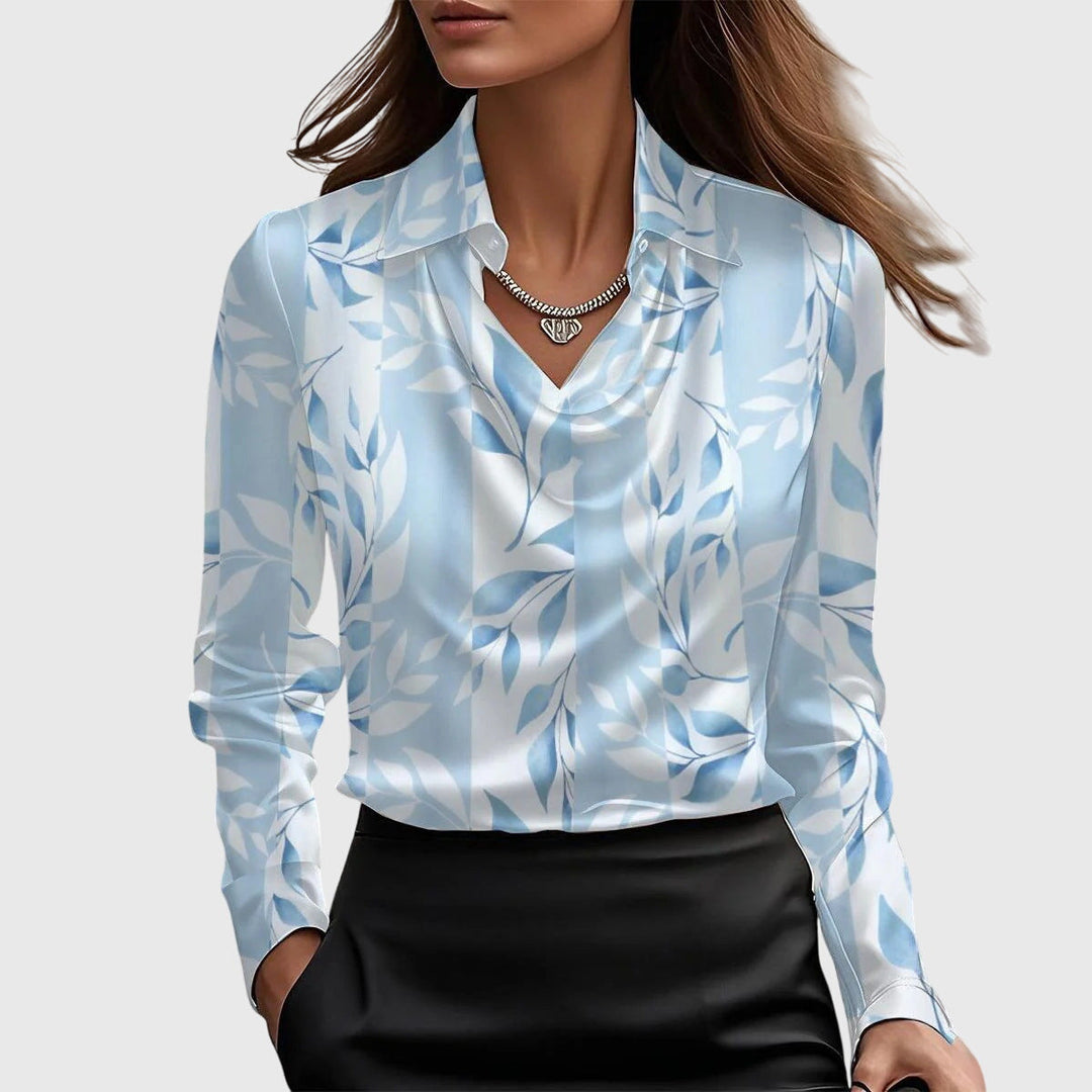 AURORA | BLUSA SATINATA CON SCOLLO DRAPPEGGIATO