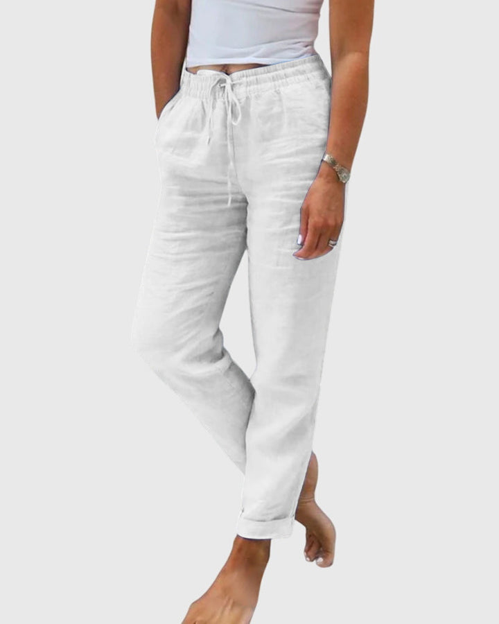 ALESSANDRA | PANTALONI IN LINO CON VITA ELASTICIZZATA