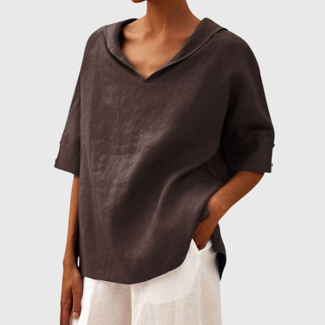AURORA | BLUSA IN LINO MINIMAL ELEGANTE