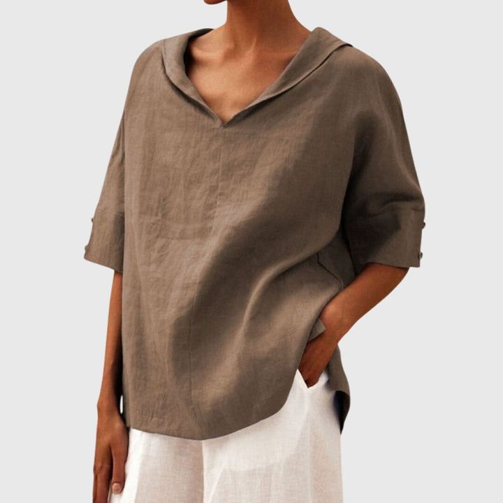 AURORA | BLUSA IN LINO MINIMAL ELEGANTE