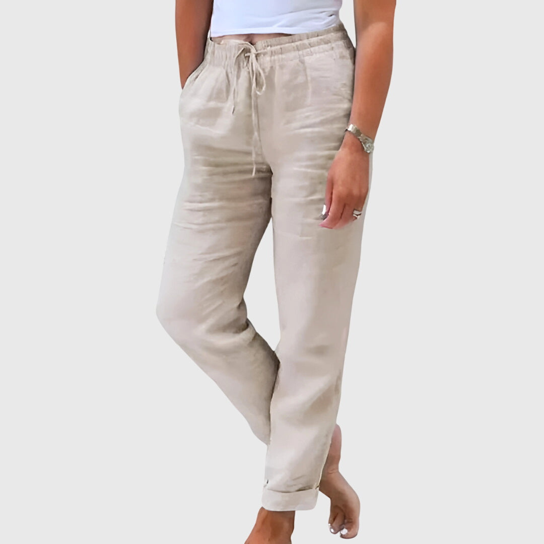 ALESSANDRA | PANTALONI IN LINO CON VITA ELASTICIZZATA