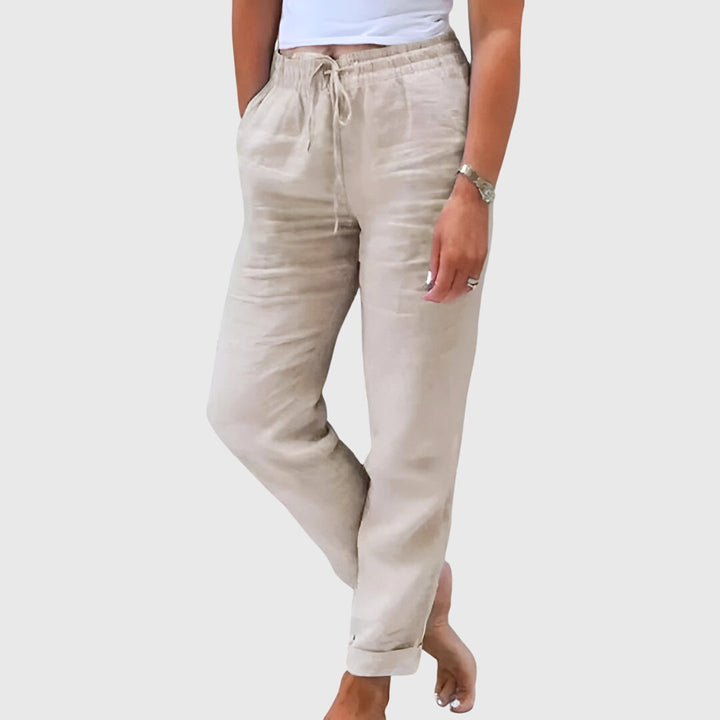 ALESSANDRA | PANTALONI IN LINO CON VITA ELASTICIZZATA