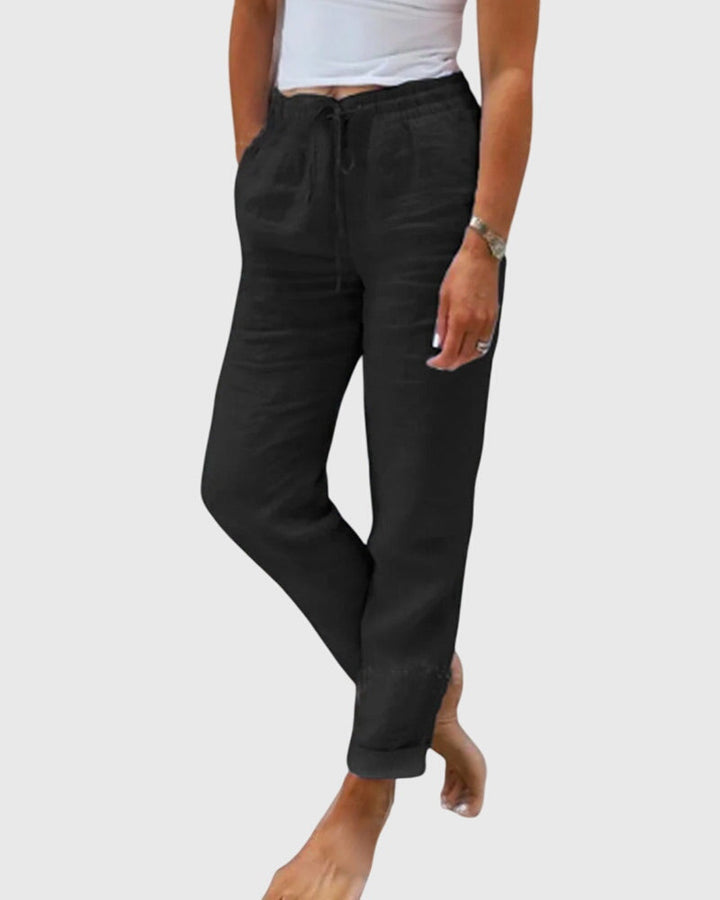 ALESSANDRA | PANTALONI IN LINO CON VITA ELASTICIZZATA