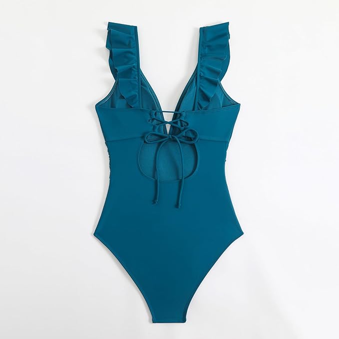 AZZURRA | COSTUME INTERO MODELLANTE CON SCOLLO A VOLANT