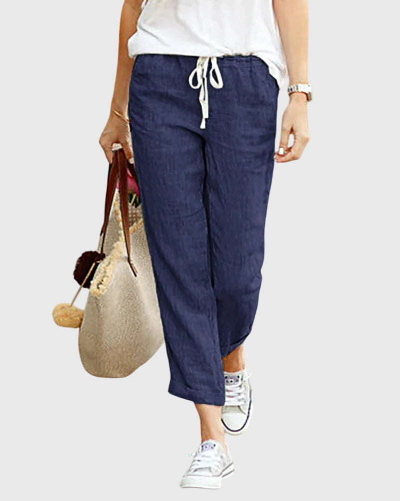 GIORGIA | PANTALONI IN LINO CON COULISSE REGOLABILE