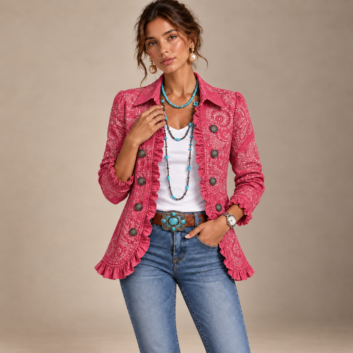 Delfina | Giacca Rossa Stampa Paisley