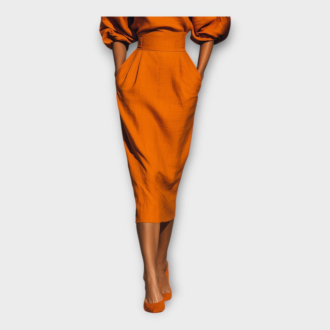 LUCIA | ABITO MIDI ELEGANTE CON MANICHE A SBUFFO