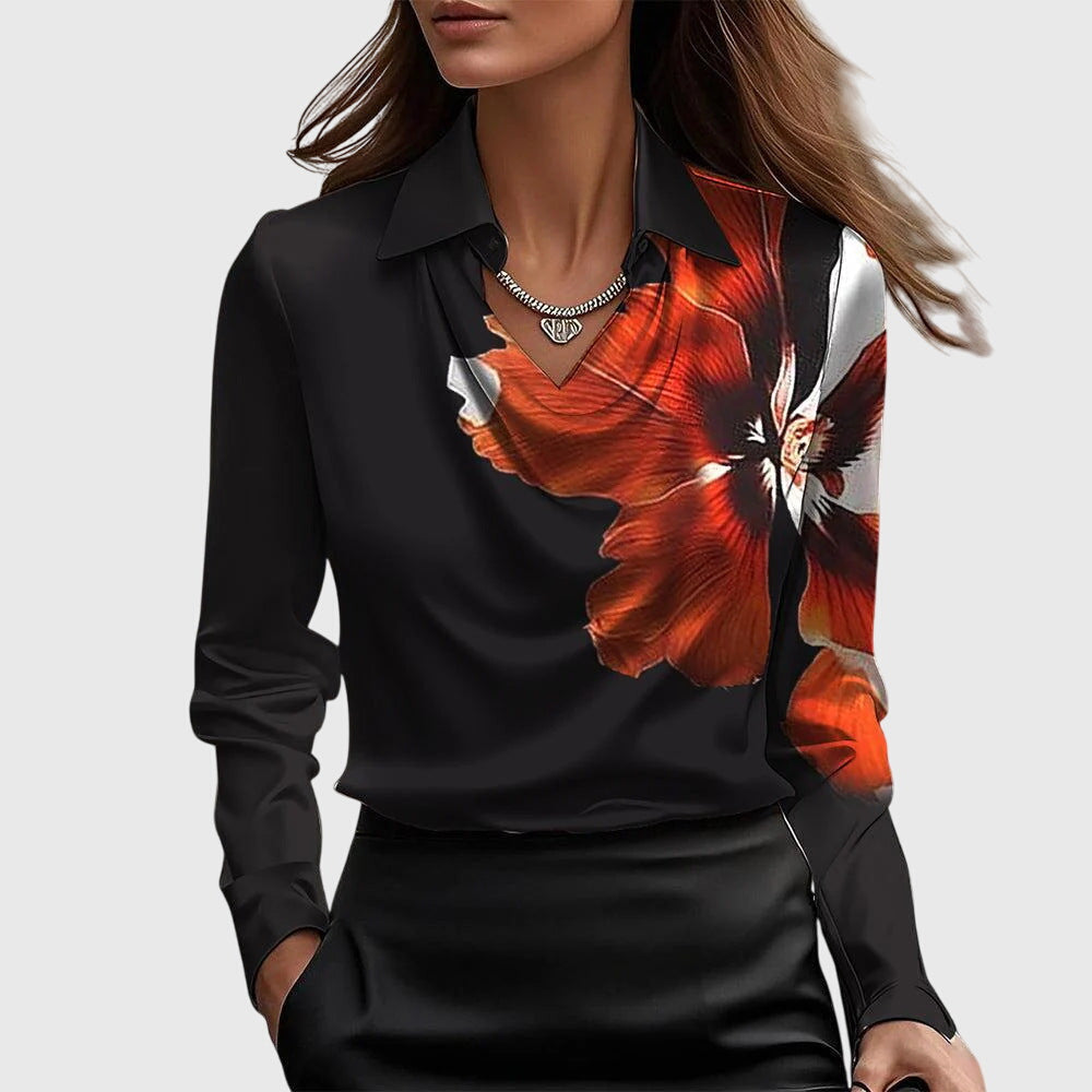 AURORA | BLUSA SATINATA CON SCOLLO DRAPPEGGIATO