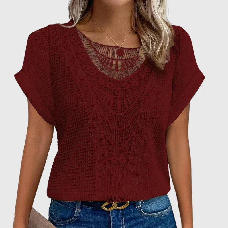 ELENA | BLUSA IN MAGLIA CON PIZZO EFFETTO BOHO