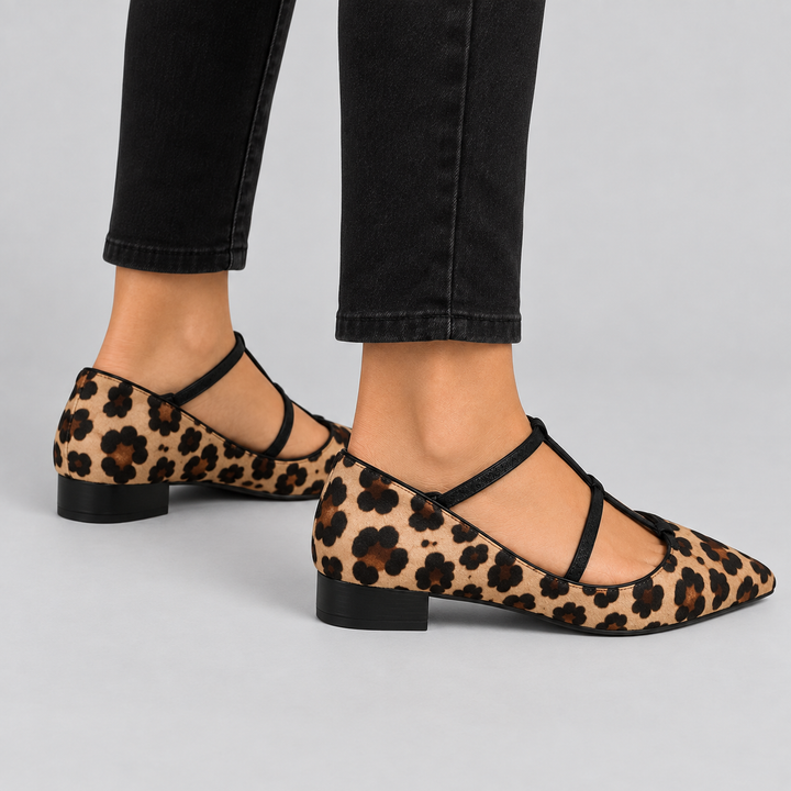 Franca | Mocassini con tacco e cinturino leopardato