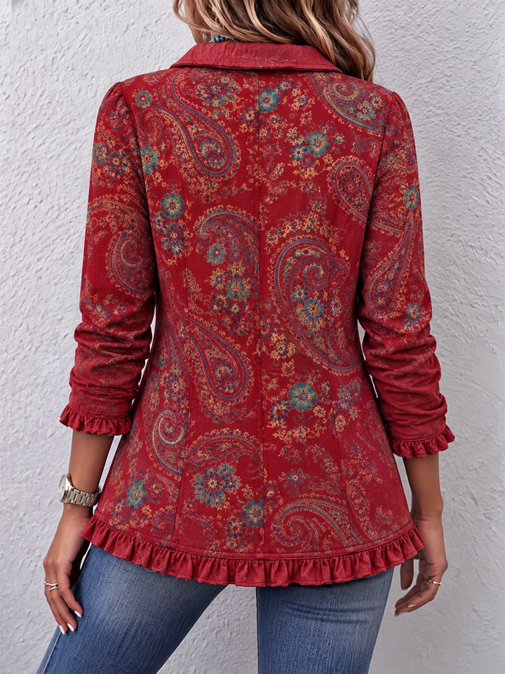 Granata | Giacca Rossa Stampa Paisley Multicolore