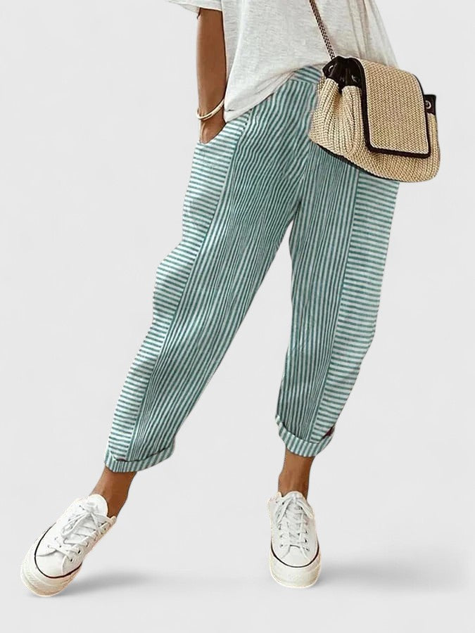MARTINA | PANTALONI A RIGHE IN LINO DALLO STILE CASUAL CHIC
