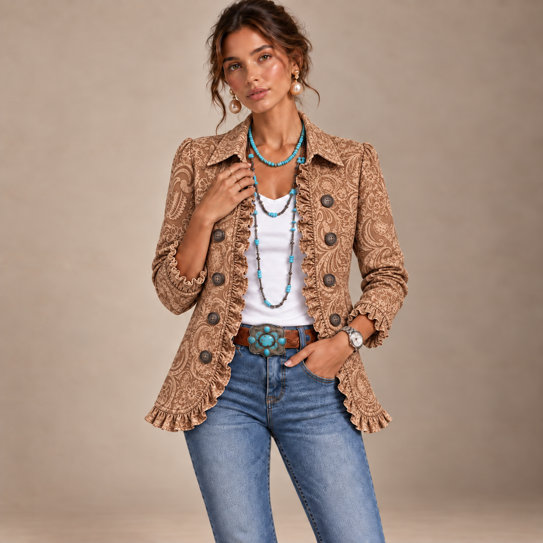 Havana | Giacca Caramello Stampa Paisley Floreale