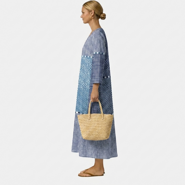 Valentina | Abito Midi Geometrico Blu