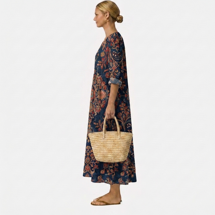 Isabella | Abito Lungo Boho-Chic con Stampa Etnica