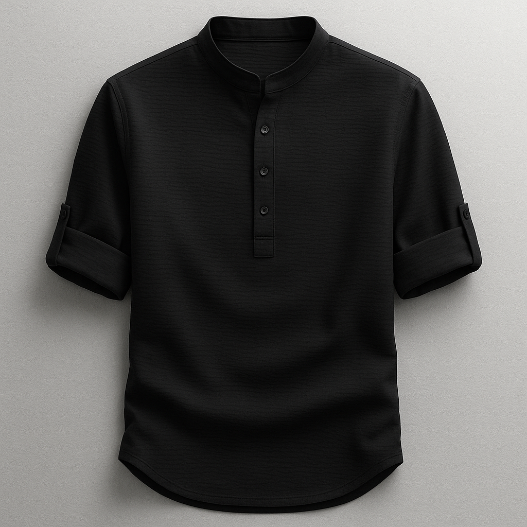NICOLÒ | CAMICIA IN LINO CON COLLETTO COREANO