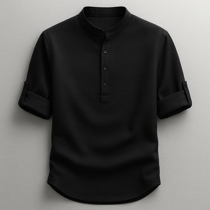 NICOLÒ | CAMICIA IN LINO CON COLLETTO COREANO