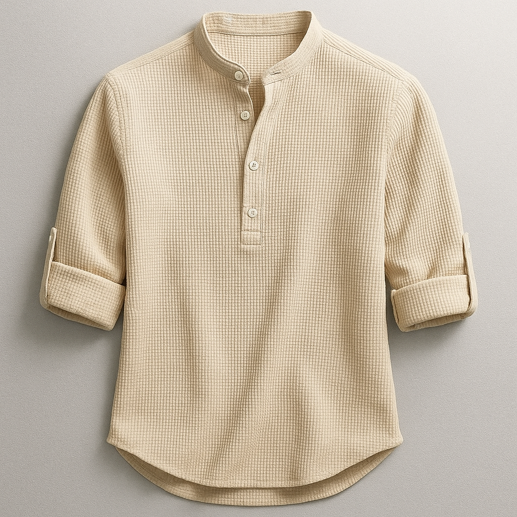 NICOLÒ | CAMICIA IN LINO CON COLLETTO COREANO