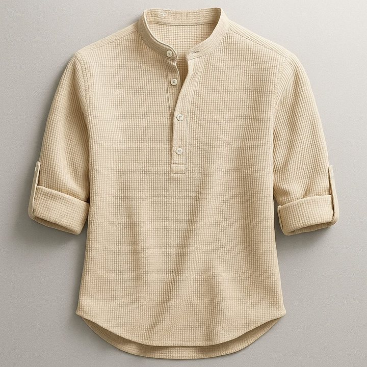 NICOLÒ | CAMICIA IN LINO CON COLLETTO COREANO