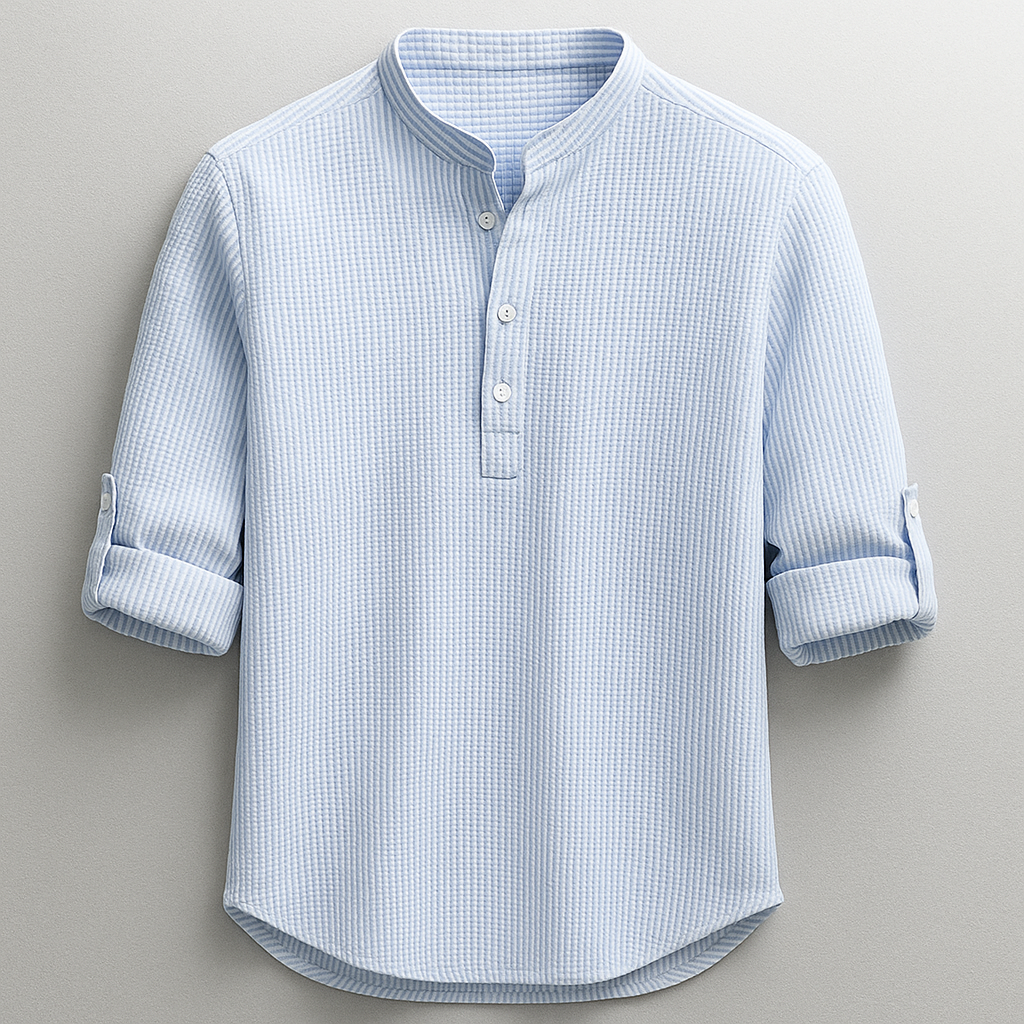 NICOLÒ | CAMICIA IN LINO CON COLLETTO COREANO