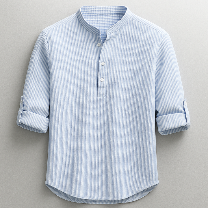 NICOLÒ | CAMICIA IN LINO CON COLLETTO COREANO