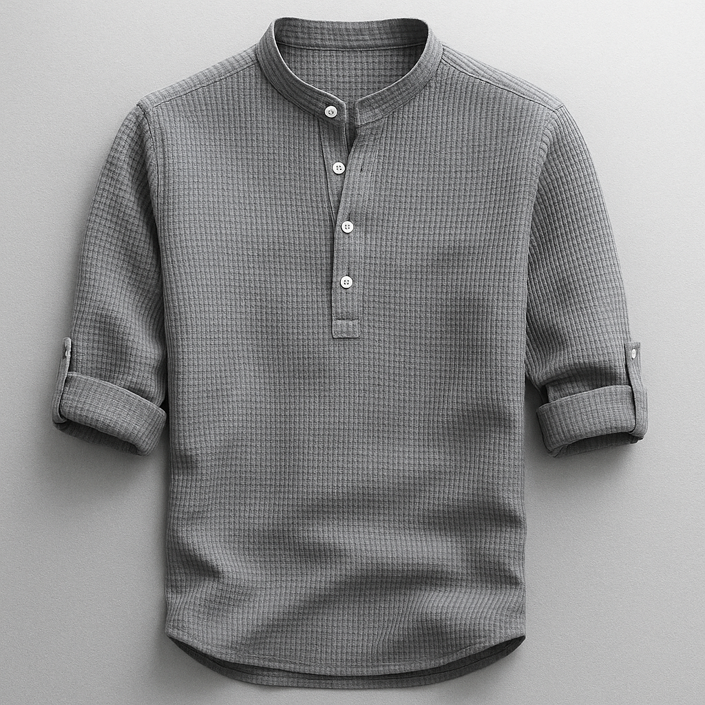 NICOLÒ | CAMICIA IN LINO CON COLLETTO COREANO