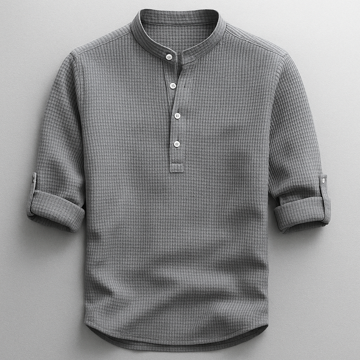 NICOLÒ | CAMICIA IN LINO CON COLLETTO COREANO
