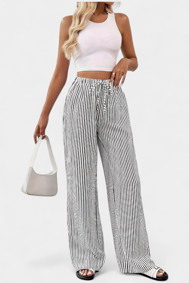 CHIARA | PANTALONI PALAZZO A RIGHE