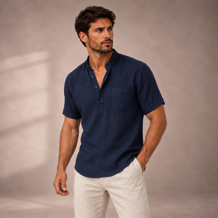 LEONE | CAMICIA CASUAL ELEGANTE CON COLLO HENLEY