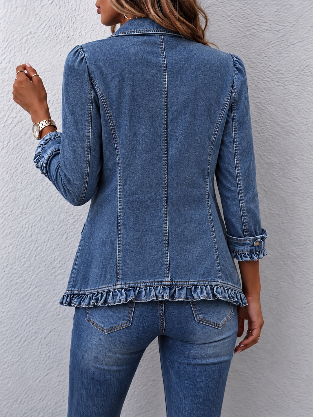 Ondina | Giacca in Denim con Ruches