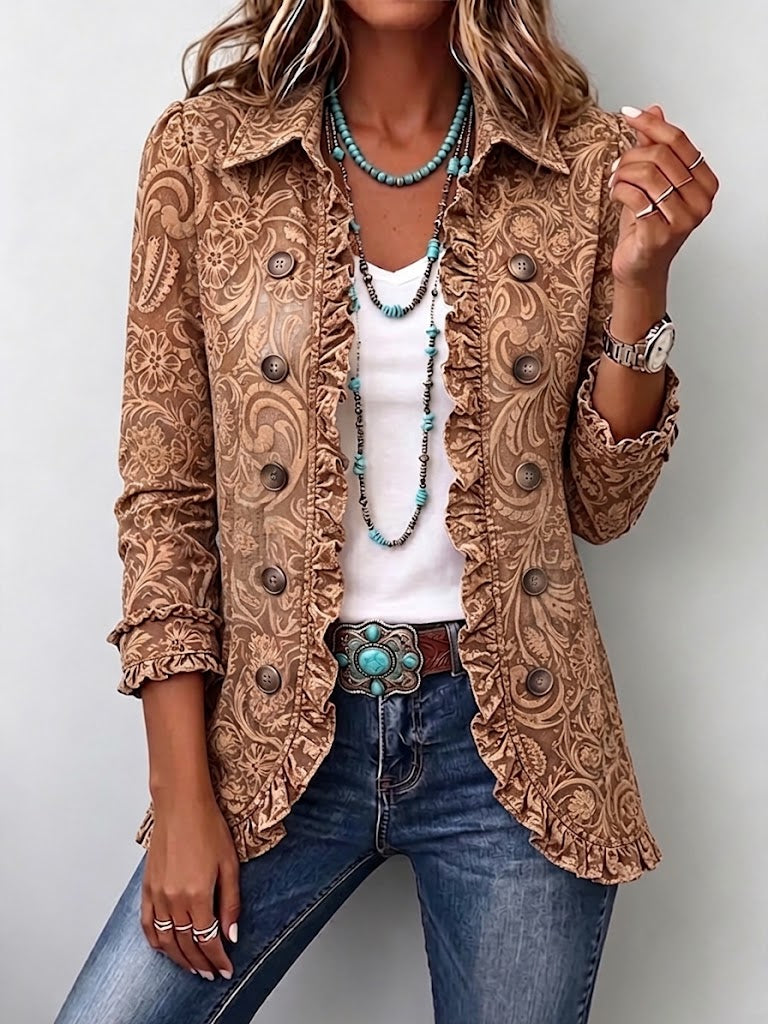 Havana | Giacca Caramello Stampa Paisley Floreale