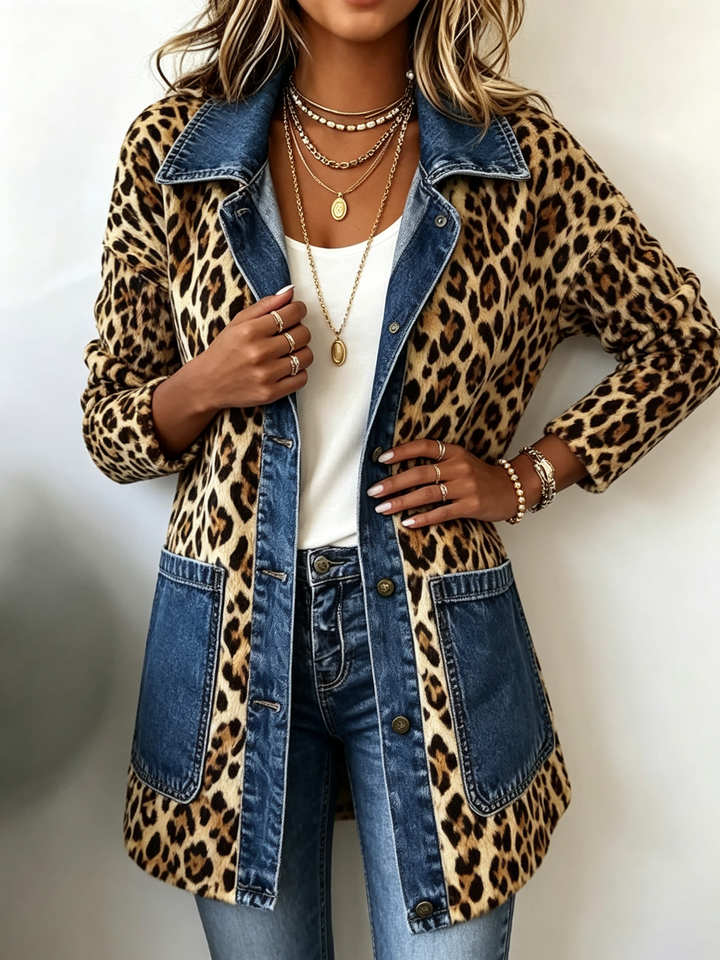 Selvaggia | Giacca Denim Patchwork Leopardo